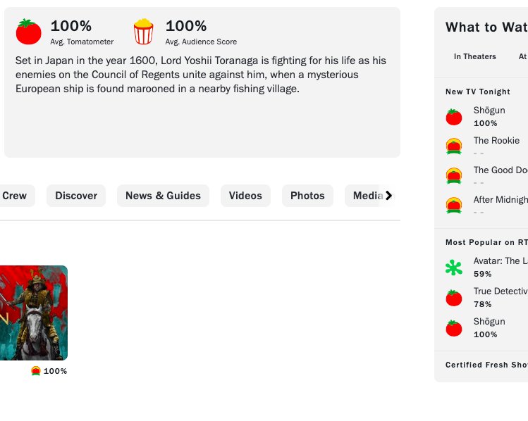Стартовал сериал «Сёгун»: рейтинг на Rotten Tomatoes 100% от критиков и зрителей