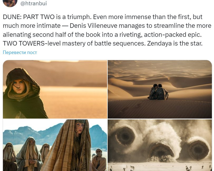 Первые зрители сравнили «Дюну‑2» с «Властелином колец» и «Звёздными войнами»