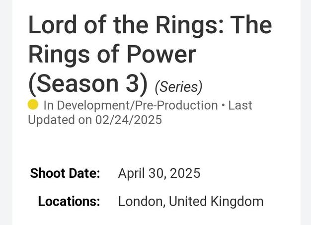 Началось производство 3-го сезона сериала «Властелин колец: Кольца власти»